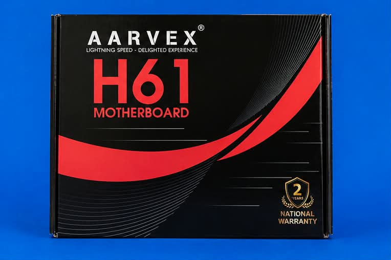 Aarvex H61 motherboard box front view