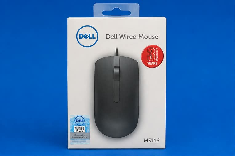 Dell MS116 wired mouse box front view