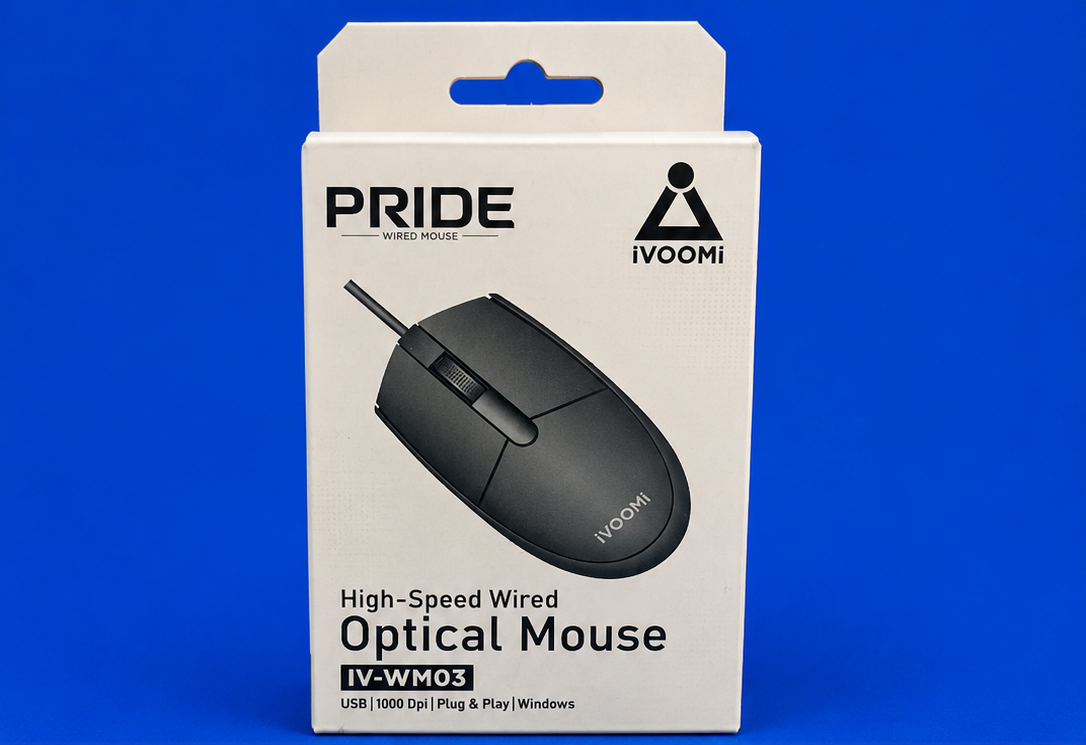 iVOOMi PRIDE wired optical mouse box front view