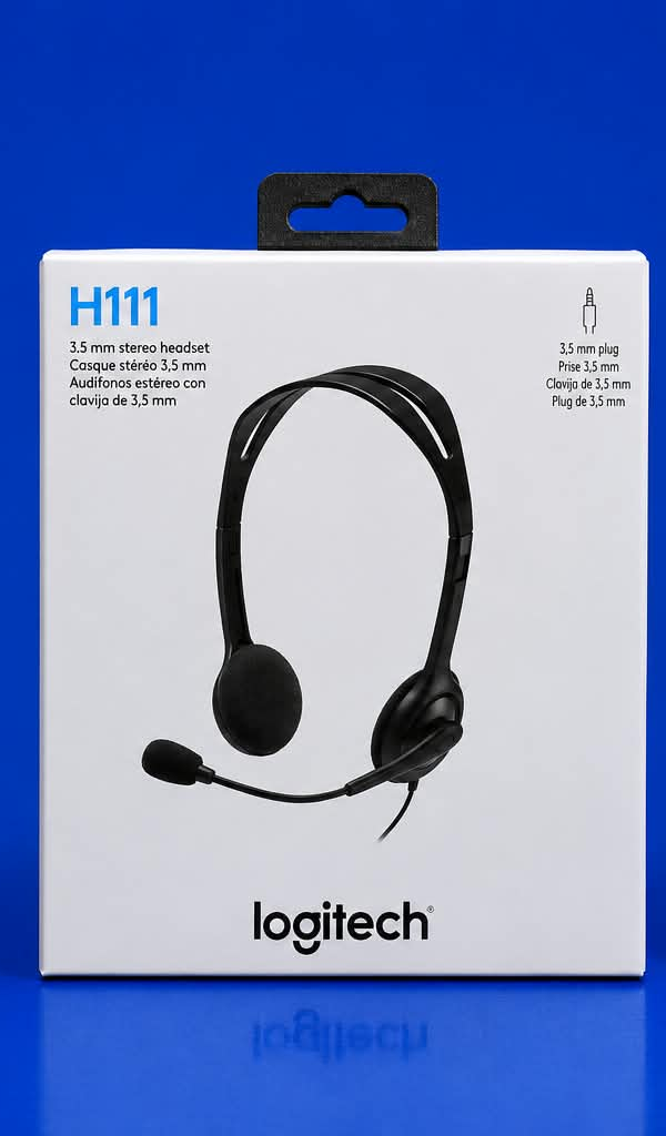 Logitech H111 headset box front view